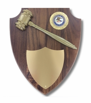 11 x 13 INCH DEPARTMENT OF JUSTICE GAVEL PLAQUE SHIELD WITH DOJ MEDALLION