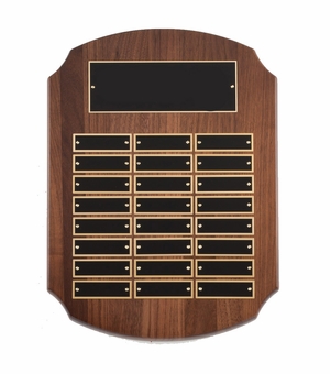 11" X 15" GENIUNE WALNUT PERPETUAL SHIELD PLAQUE