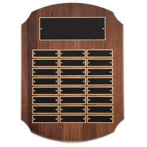 11" X 15" GENIUNE WALNUT PERPETUAL SHIELD PLAQUE