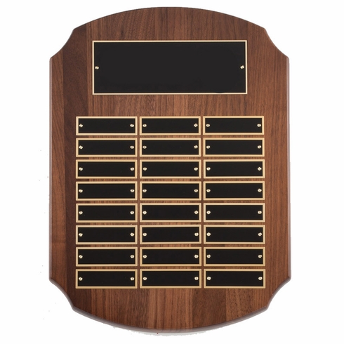 11" X 15" GENIUNE WALNUT PERPETUAL SHIELD PLAQUE