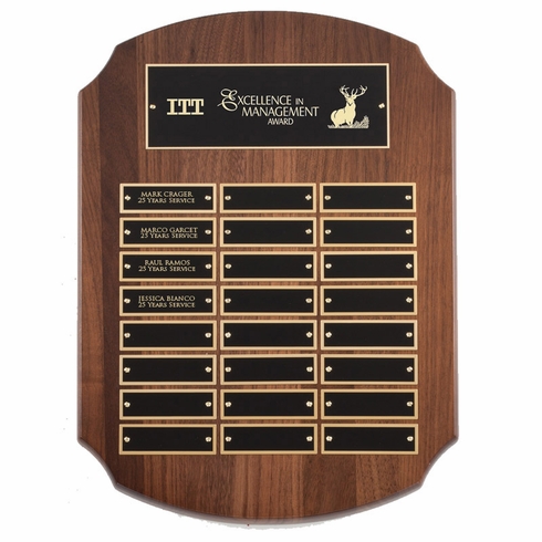 11" X 15" GENIUNE WALNUT PERPETUAL SHIELD PLAQUE