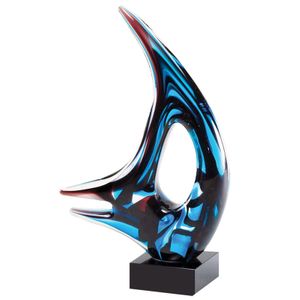 11 INCH COLORS MODERN SAIL SCULPTURE HAND BLOWN ART GLASS AWARD