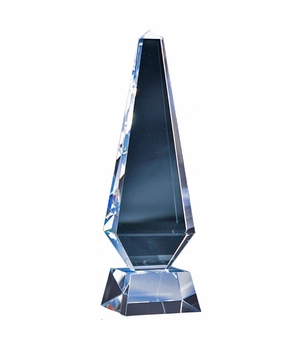11 X 3-1/2 INCH OPTICAL CRYSTAL OBELISK AWARD