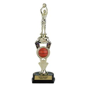 12-1/2 INCH BASKETBALL SPINNER TROPHY WITH FIGURE