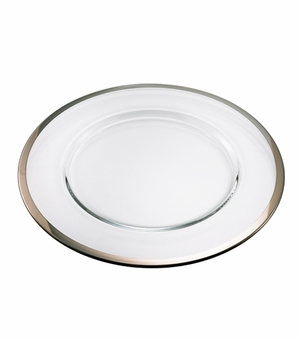 12-1/2 INCH CLEAR GLASS TRAY WITH PLATINUM BAND