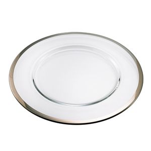 12-1/2 INCH CLEAR GLASS TRAY WITH PLATINUM BAND