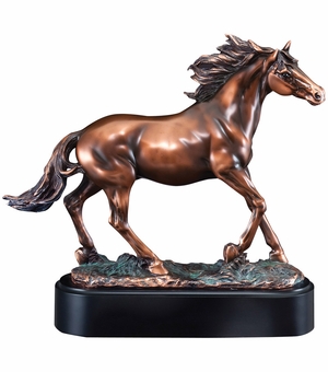 12-1/2 INCH ELECTROPLATED BRONZE STALLION HORSE TROPHY