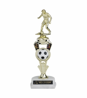 12-1/2 INCH SOCCER SPINNER TROPHY WITH FIGURE