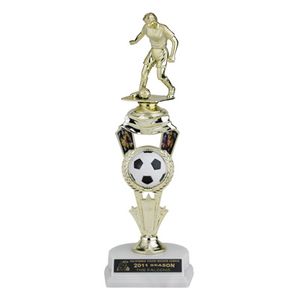 12-1/2 INCH SOCCER SPINNER TROPHY WITH FIGURE