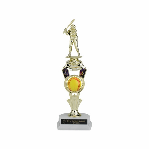 12-1/2 INCH SOFTBALL SPINNER TROPHY WITH FIGURE