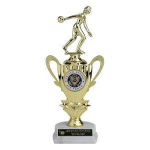 12-1/2 INCH SPORTS TROPHY WITH RISER HOLDS 2 INCH INSERT