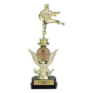 12-1/2 INCH SPORTS TROPHY WITH RISER HOLDS 2 INCH INSERT