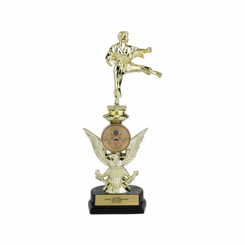 12-1/2 INCH SPORTS TROPHY WITH RISER HOLDS 2 INCH INSERT