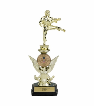12-1/2 INCH SPORTS TROPHY WITH RISER HOLDS 2 INCH INSERT