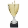 12-1/4 INCH ITALIAN SILVER AND GOLD SWIRL TROPHY CUP ON A BLACK MARBLE BASE
