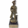12-3/4 INCH HEIGHT LARGE MINUTEMAN ANTIQUE BRASS TROPHY ON HEAVY BLACK MARBLE BASE