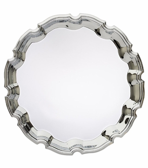 12 INCH CHIPPENDALE CHROME PLATED ENGRAVABLE TRAY