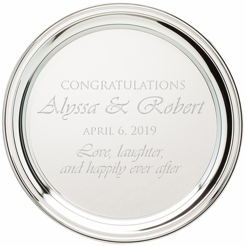 12 INCH DIAMETER GADROON TARNISH PROOF NICKEL PLATED ENGRAVABLE TRAY 