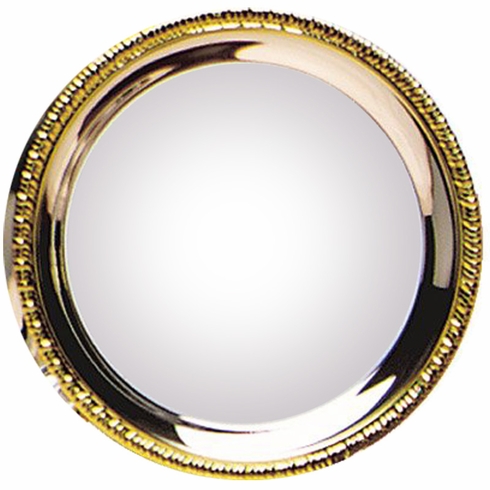 12 INCH DIAMETER GADROON TARNISH PROOF SILVER PLATED ENGRAVABLE TRAY WITH GOLD BORDER