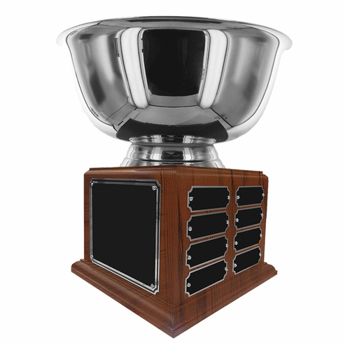 12 INCH DIAMETER SILVER BOWL PERPETUAL TROPHY COMES WITH 16 NAME PLATES