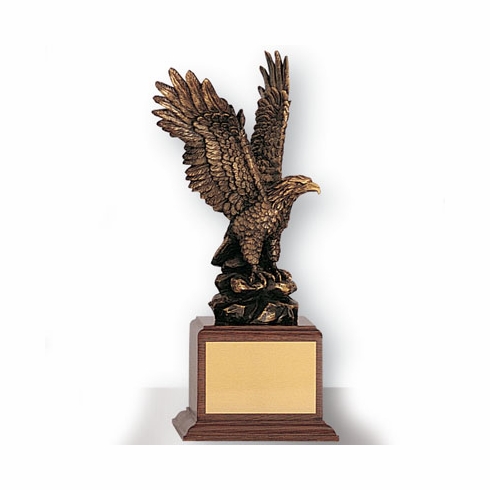 12 INCH EAGLE TROPHY, BRASS ELECTROPLATED