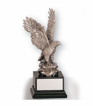 12 INCH EAGLE TROPHY, SILVER ELECTROPLATED