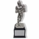 12 INCH HEIGHT ELECTROPLATED ANTIQUE SILVER FOOTBALL PLAYER TROPHY ON WALNUT FINISH BASE