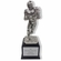 12 INCH HEIGHT ELECTROPLATED ANTIQUE SILVER FOOTBALL PLAYER TROPHY ON WALNUT FINISH BASE