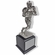 12 INCH HEIGHT ELECTROPLATED ANTIQUE SILVER FOOTBALL PLAYER TROPHY ON WALNUT FINISH BASE