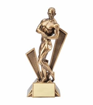 12 INCH MALE BODY BUILDER ANTIQUE GOLD FINISH TROPHY
