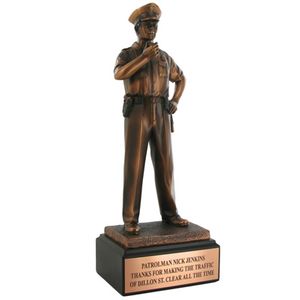 12 INCH POLICE OFFICER TROPHY, ELECTROPLATED IN BRONZE