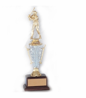 12 INCH TROPHY WITH CLEAR ACRYLIC CUP TAKES FIGURE