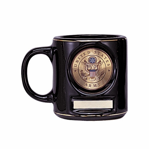 12 OUNCE BLACK COFFEE MUG TAKES 2 INCH INSERT AND PLATE