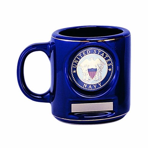 12 OUNCE BLUE COFFEE MUG TAKES 2 INCH INSERT AND PLATE