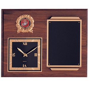 12 X 15 INCH WALNUT PLAQUE CLOCK, TAKES 2 INCH INSERT