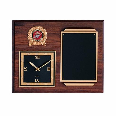 12 X 15 INCH GENUINE WALNUT PLAQUE CLOCK, TAKES 2 INCH INSERT