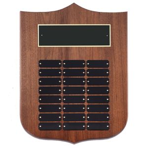 12" x 16" GENUINE WALNUT PERPETUAL SHIELD PLAQUE 