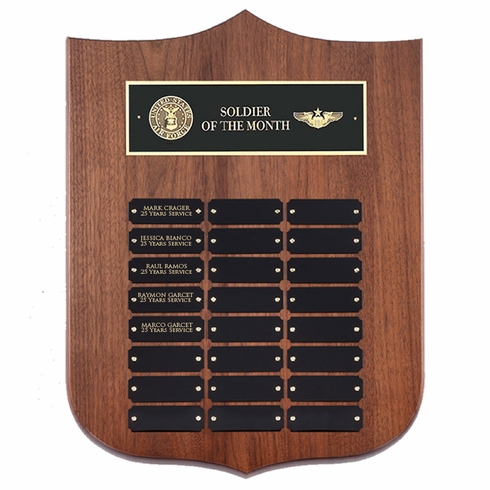 12" x 16" GENUINE WALNUT PERPETUAL SHIELD PLAQUE 