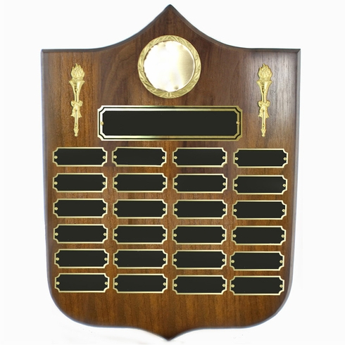 12 X 16 INCH PERPETUAL SHIELD PLAQUE ON GENUINE WALNUT BOARD 