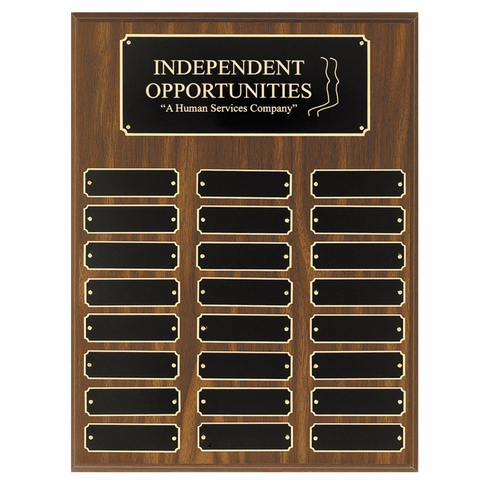 12 X 16 WALNUT FINISH PERPETUAL PLAQUE BLACK HEADER PLATE