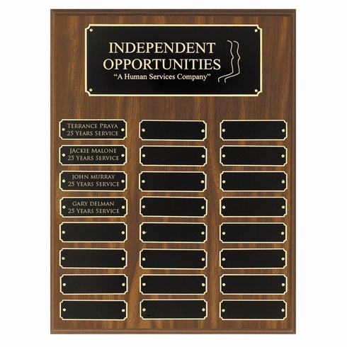 12 X 16 WALNUT FINISH PERPETUAL PLAQUE BLACK HEADER PLATE