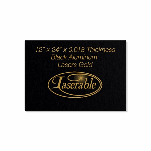 12 x 24 INCH BLACK ALUMINUM SHEET - ENGRAVES GOLD, 0.018