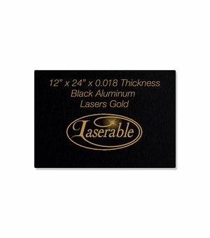 12 x 24 INCH BLACK ALUMINUM SHEET - ENGRAVES GOLD, 0.018