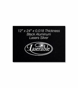 12 x 24 INCH BLACK ALUMINUM SHEET - ENGRAVES SILVER, 0.018