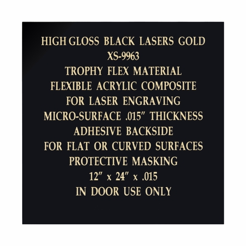 12 X 24 INCH BRUSHED BLACK PLATE ENGRAVES GOLD, .015 INCH THICK 
