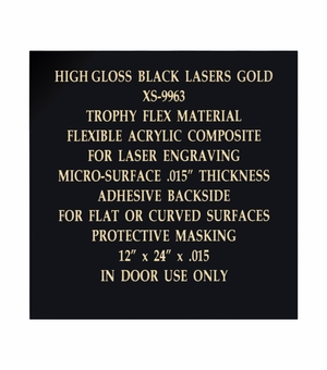 12 X 24 INCH BRUSHED BLACK PLATE ENGRAVES GOLD, .015 INCH THICK 