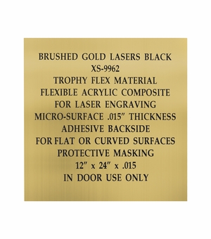 12 X 24 INCH BRUSHED GOLD PLATE ENGRAVES BLACK, .015 INCH THICK 