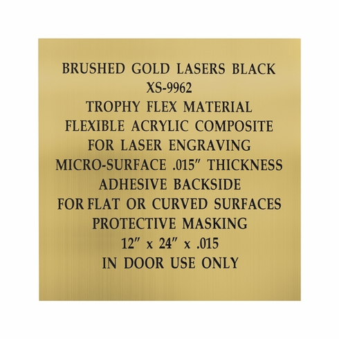 12 X 24 INCH BRUSHED GOLD PLATE ENGRAVES BLACK, .015 INCH THICK 