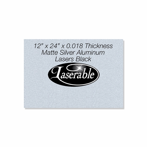 12 x 24 INCH MATTE SILVER ALUMINUM SHEET - ENGRAVES BLACK, 0.018