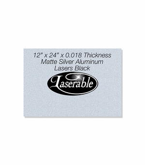 12 x 24 INCH MATTE SILVER ALUMINUM SHEET - ENGRAVES BLACK, 0.018